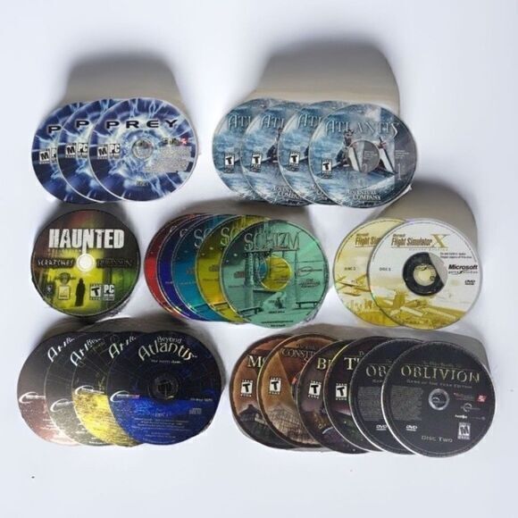 PC Game Lot 25 Discs Elder Scrolls‎ Schizm Atlantis Prey Flight Untested - Picture 2 of 10